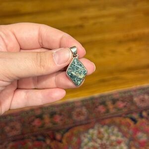 New Lander Variscite Inlay Sterling Silver Pendant